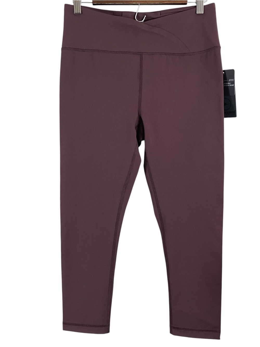 90 Degree by Reflex Interlock Lana Crossover Crop Tight Leggings Size L Brown
